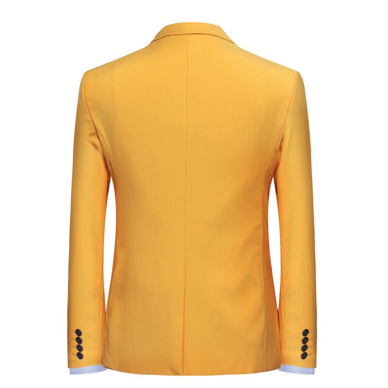 YFFUSHI Men Slim Fit One Button Blazer Jacket Casual/Party Sport Coat,Yellow,Large - Image 2